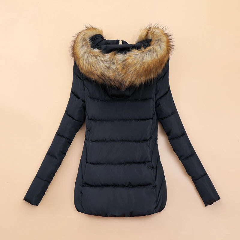 Parkas kort kappa dunjackor i bomull Slim Casual Tjock Varma Hooded Dragkedjor Ytterkläder - 24 Timmar Deals
