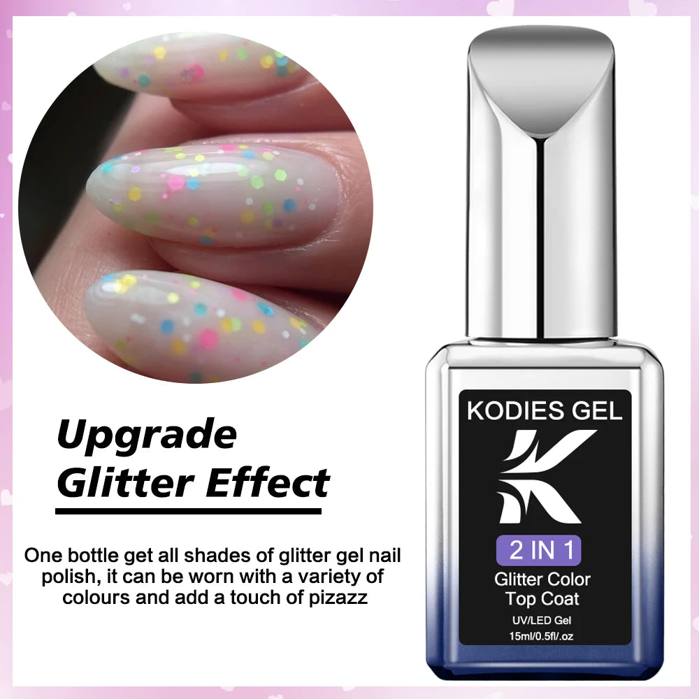 Glitter Confetti Top Coat UV/LED 15ml - 24 Timmar Deals