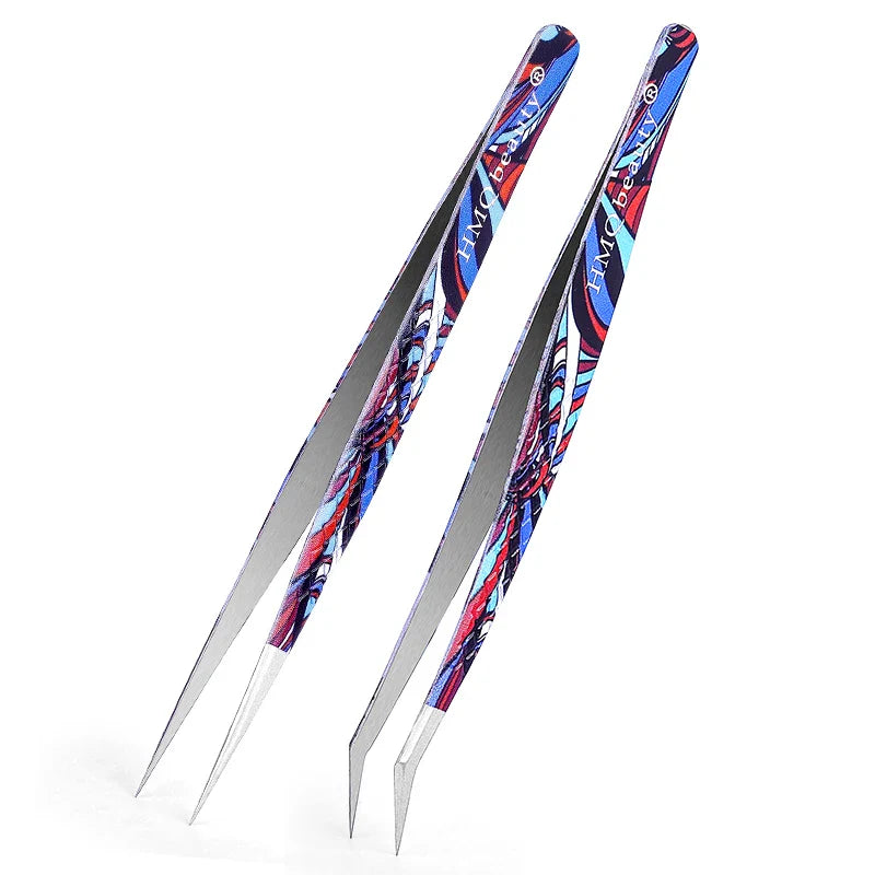 2st set Ögonfransförlängningspincett Individuell professionell Precision Volym Lash Pincett Rostfritt stål - 24 Timmar Deals