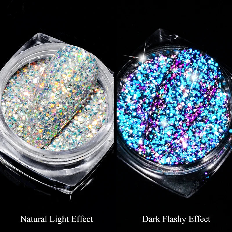 Holografisk Nail Glitter Pulver Laser Pigment Nail Art Dust Mirror Chrome - 24 Timmar Deals