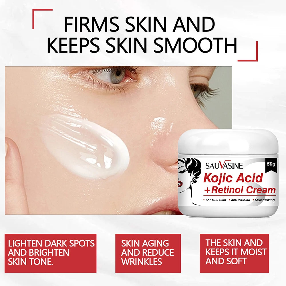 50g Kojic Acid Face Cream + 30ml Facial Serum Fade Dark Spots Brightening Skin Whitening Cream - 24 Timmar Deals