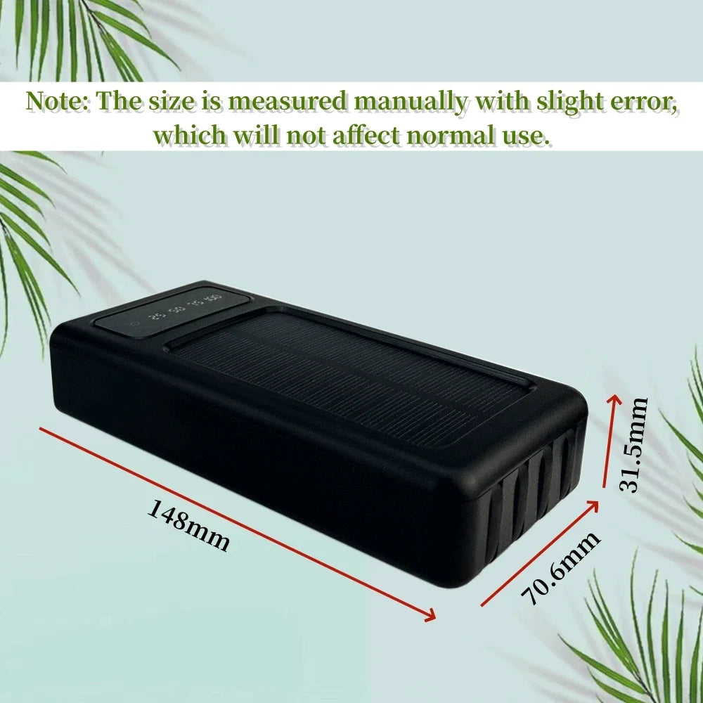 Solar Power Bank Inbyggda kablar 80000mAh Solar Laddare 2 USB-portar Extern Laddare Powerbank Med LED-ljus - 24 Timmar Deals