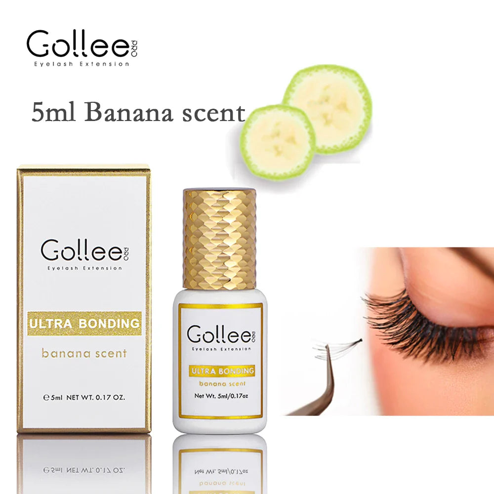 Gollee Banana scent Eyelash Glue 1s Fast Drying Waterproof Glue Premade fans Glue 3-5 Weeks Lasting eyelash extension glue Salon - 24 Timmar Deals