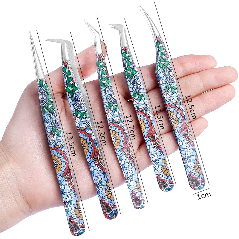 2st set Ögonfransförlängningspincett Individuell professionell Precision Volym Lash Pincett Rostfritt stål - 24 Timmar Deals