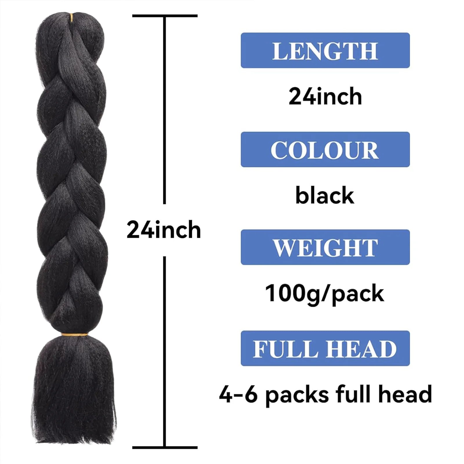 Syntetisk 1st 24 tum 100g Flätning Hårbox Flätor Färgglad Twist Flätning Hårförlängningar Syntetisk Virkad Flätning - 24 Timmar Deals
