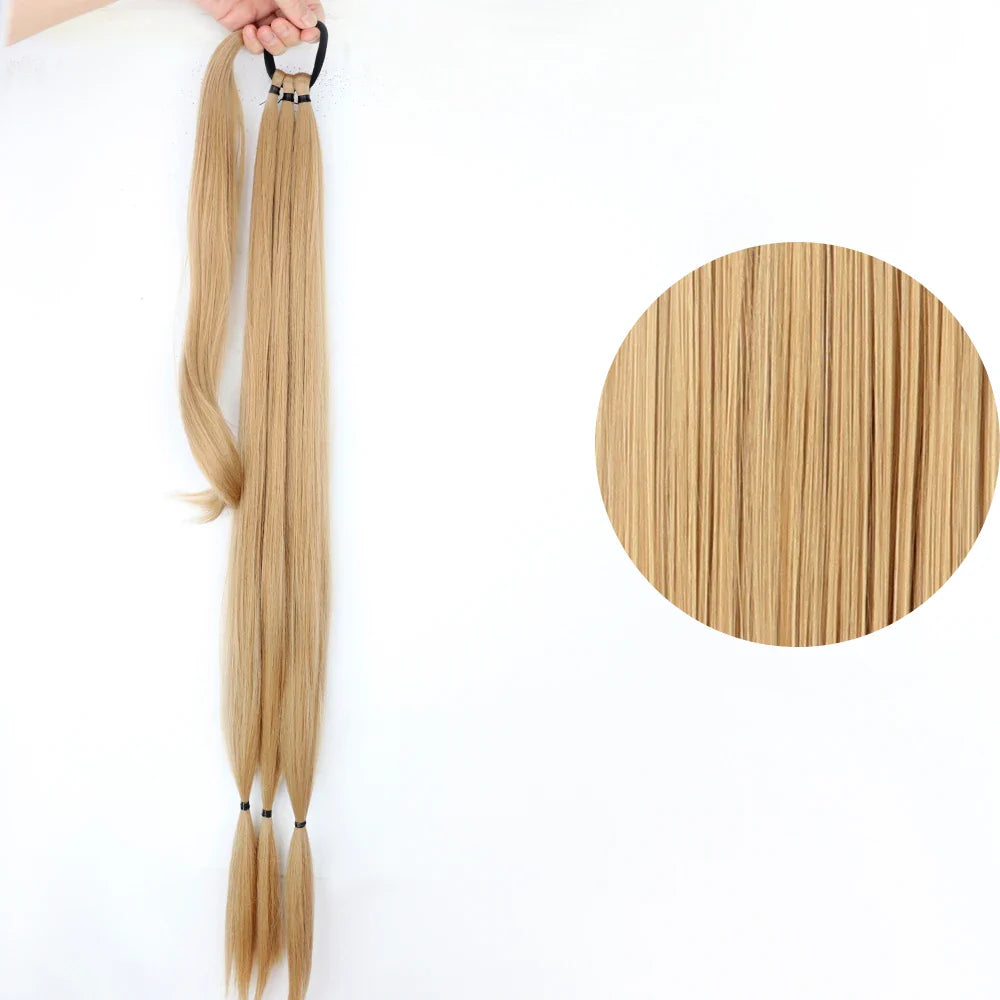 Ponytail Extensions Syntetiska boxningsflätor lindade Chignon-svans med gummiband Hårring 34" - 24 Timmar Deals