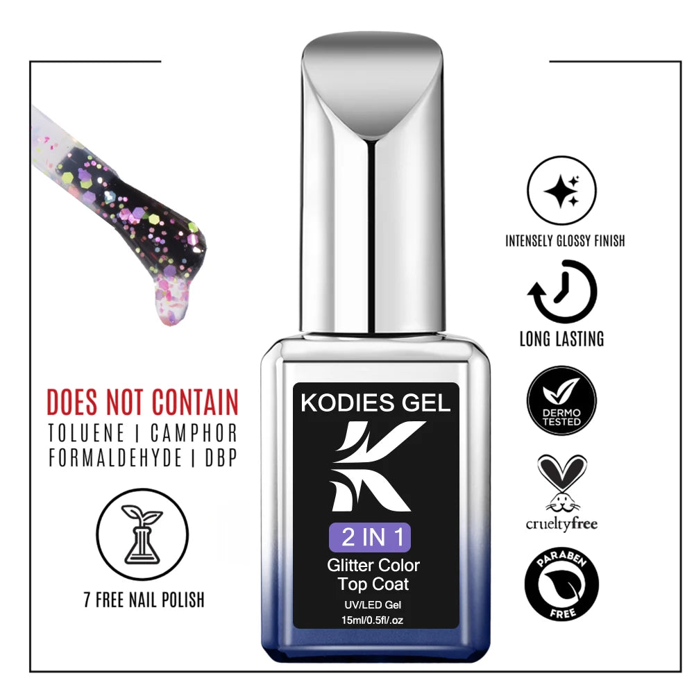 Glitter Confetti Top Coat UV/LED 15ml - 24 Timmar Deals
