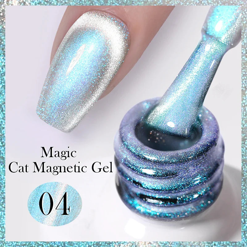 10ml Magic Cat Magnetic Gel Nail Polish Sparking Aurora Silver Effect Soak Off UV Gel Varnis Semi-Transparent - 24 Timmar Deals