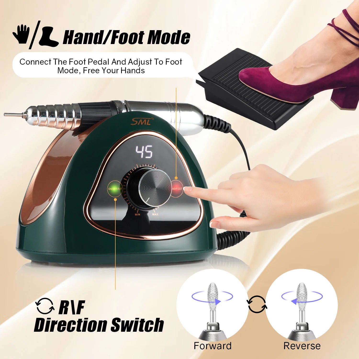 45000 RPM Nagel elfil maskin Nagelfilar med borr - 24 Timmar Deals