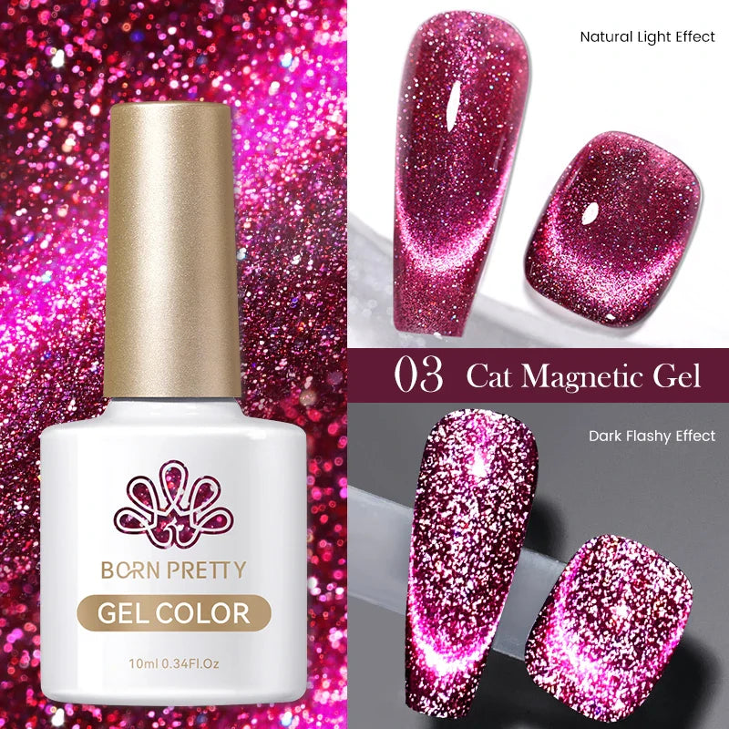 Reflekterande Cat Magnetic Gellack 10ML Silver Shinning Glitter Vernis Semi Permanent Soak Off Magnetic UV Gel - 24 Timmar Deals