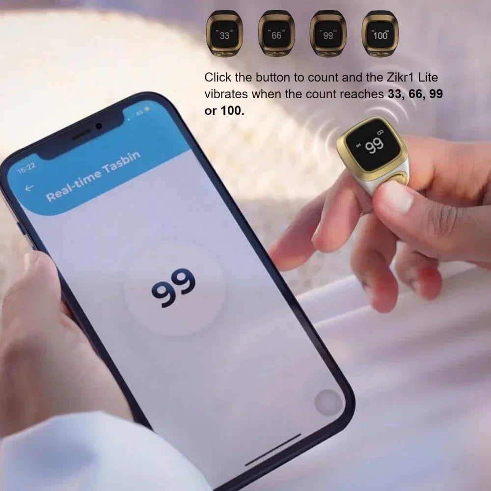 Smart Tasbih Tally Ring OLED Display Digital disk för muslimer Zikr Tasbeeh 5 Bönetidspåminnelse Vattentät ring - 24 Timmar Deals