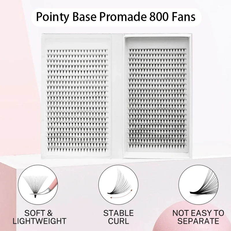 800/1600 Fans Premade Volume Lashes Fan Individual Sharp Pointy Base Premade Russian Volume Fans Eyelash Extension - 24 Timmar Deals