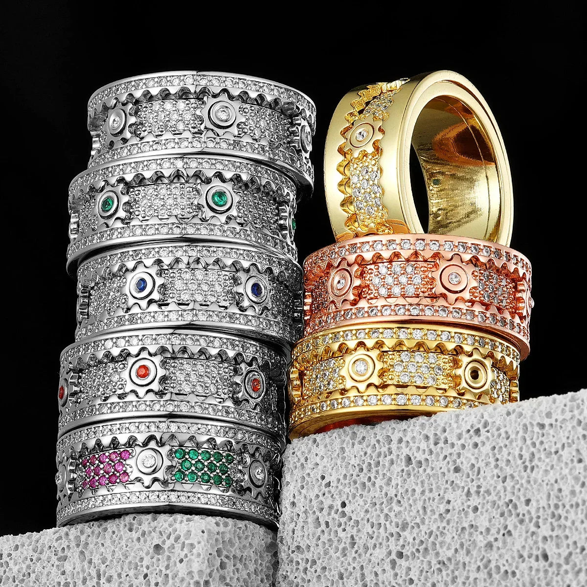 Gear Men Rings Stainless Steel - 24 Timmar Deals