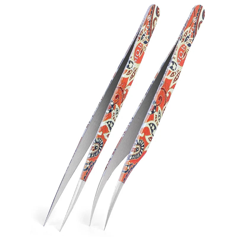 2st set Ögonfransförlängningspincett Individuell professionell Precision Volym Lash Pincett Rostfritt stål - 24 Timmar Deals