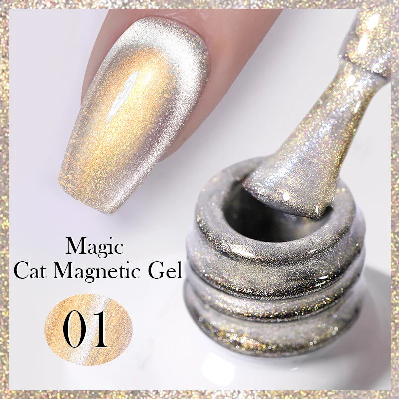 10ml Magic Cat Magnetic Gel Nail Polish Sparking Aurora Silver Effect Soak Off UV Gel Varnis Semi-Transparent - 24 Timmar Deals