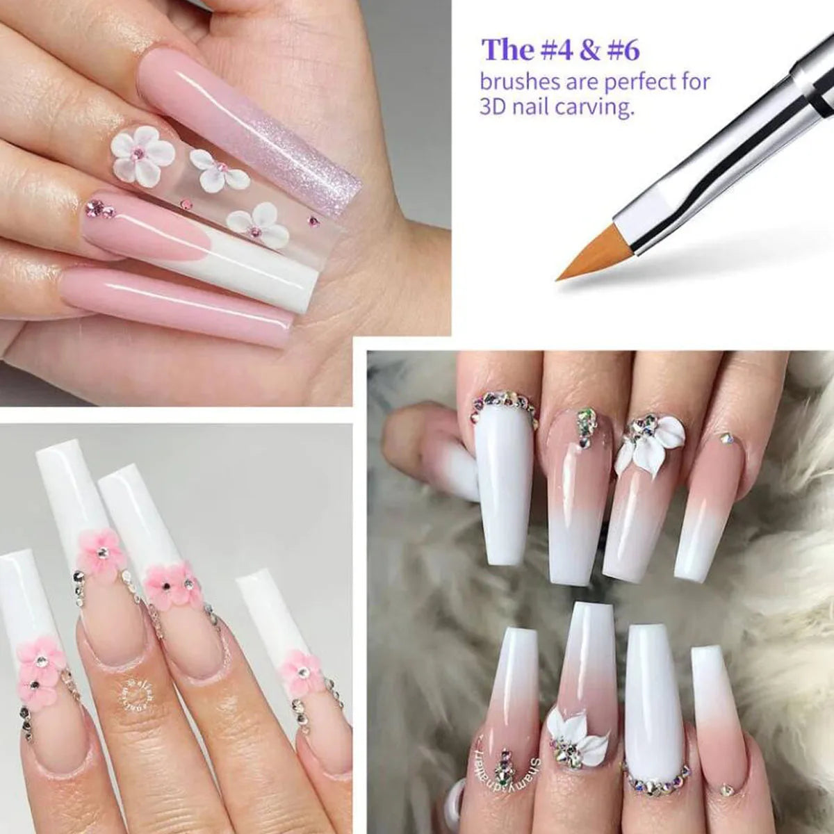 5 st. kristallhandtag akryl/UV-gel nagelborstar - 24 Timmar Deals