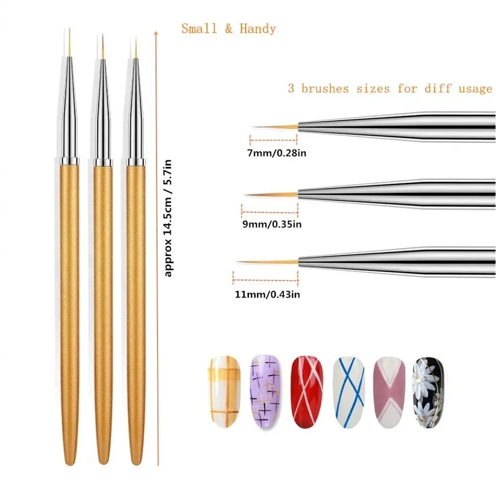 3Pcs Nail Art Liner Brush - 24 Timmar Deals
