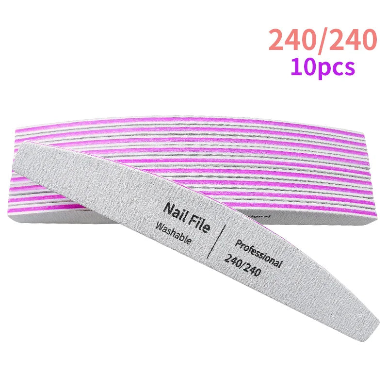 Nail File 100 to 180 Professional Tools Emery for Manicure Lime 240 Sandpaper Gel Polishing Files for Nails Buffers Set Polisher - 24 Timmar Deals