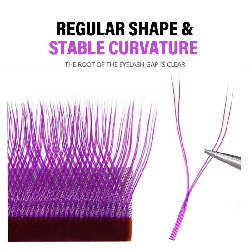 Professional Faux Individual Masscaku 0.07mm Colorful Mink Individual Eyelash Extensions Blue Purple YY Shape Long Lasting Lash - 24 Timmar Deals
