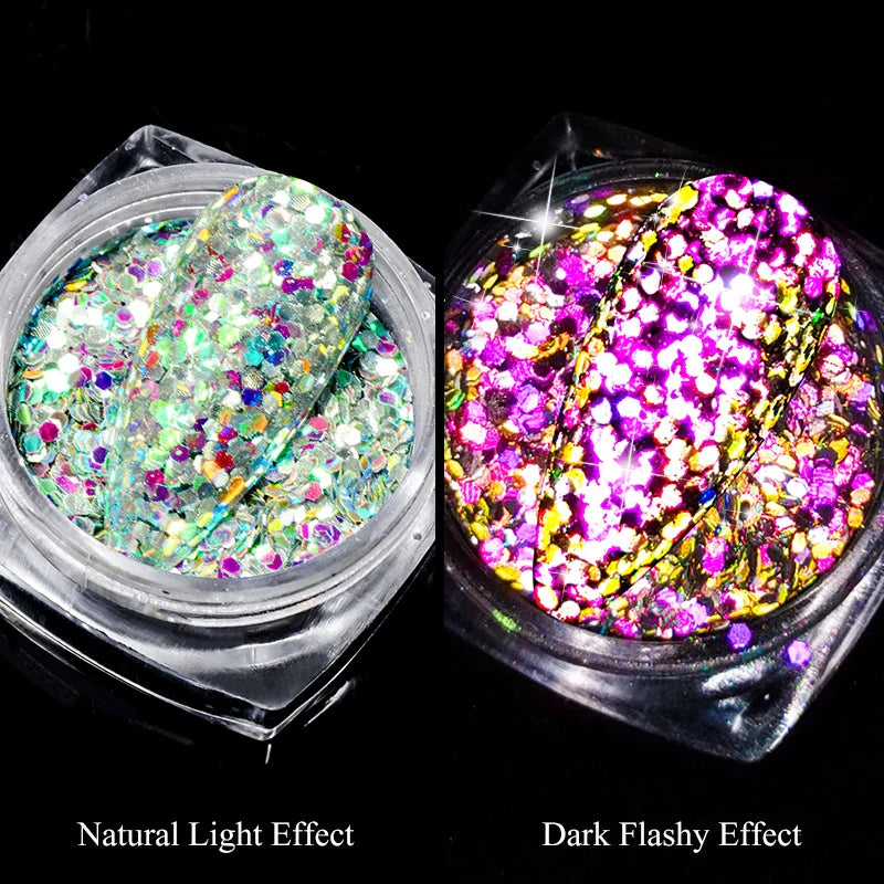 Holografisk Nail Glitter Pulver Laser Pigment Nail Art Dust Mirror Chrome - 24 Timmar Deals