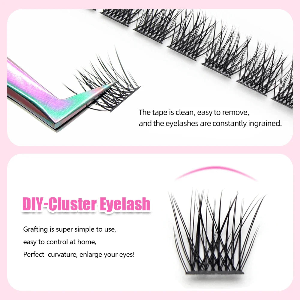 Mix Color 144 Russian Volume False Eyelashes Natural Soft Cluster Segment Lashes - 24 Timmar Deals