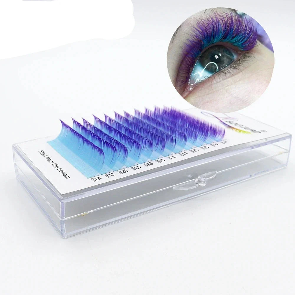 Color Lash Purple Blue Brown Green Red White Pink Yellow Eyelash Extensions Individual False Colored Mink Lashes Makeup - 24 Timmar Deals