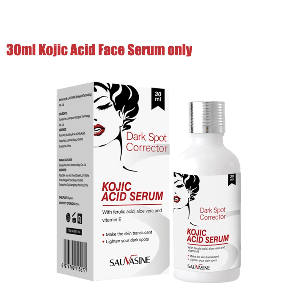 50g Kojic Acid Face Cream + 30ml Facial Serum Fade Dark Spots Brightening Skin Whitening Cream - 24 Timmar Deals