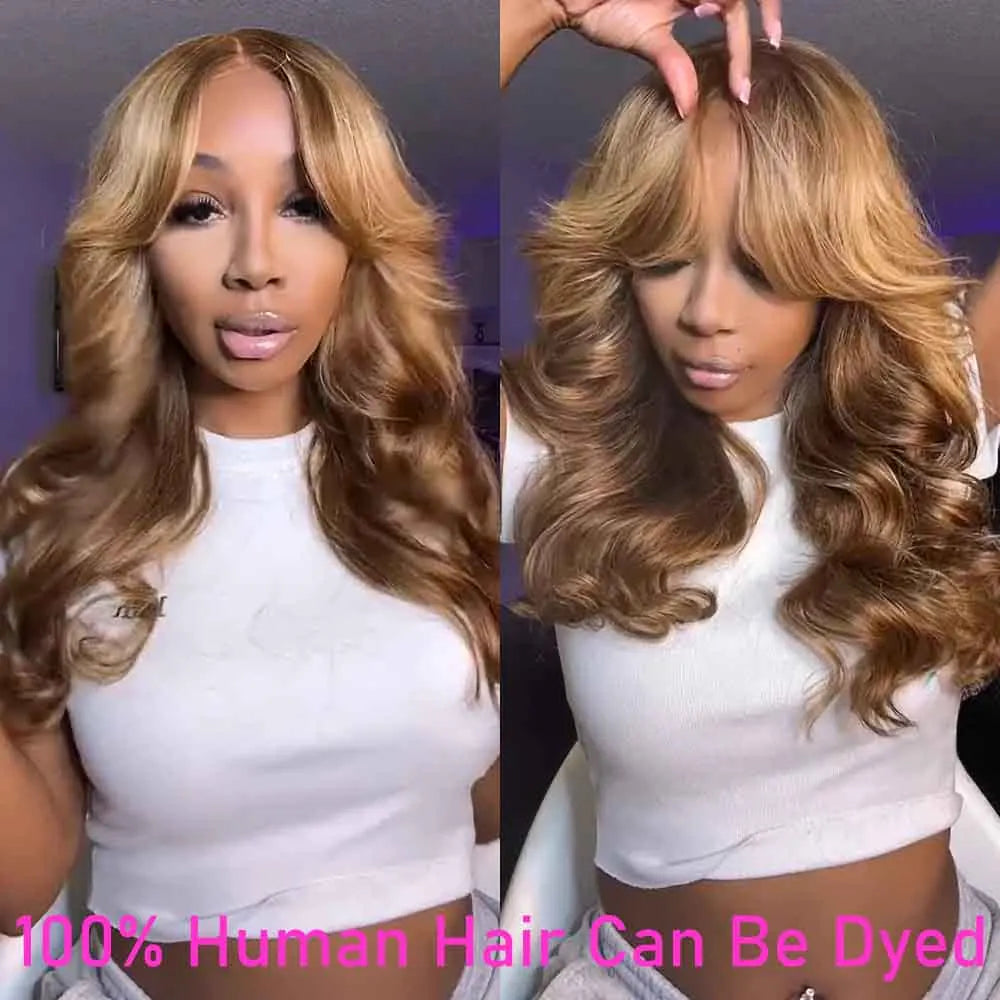 Body Wave Lace Front Människohår Peruk Med Lugg - 24 Timmar Deals