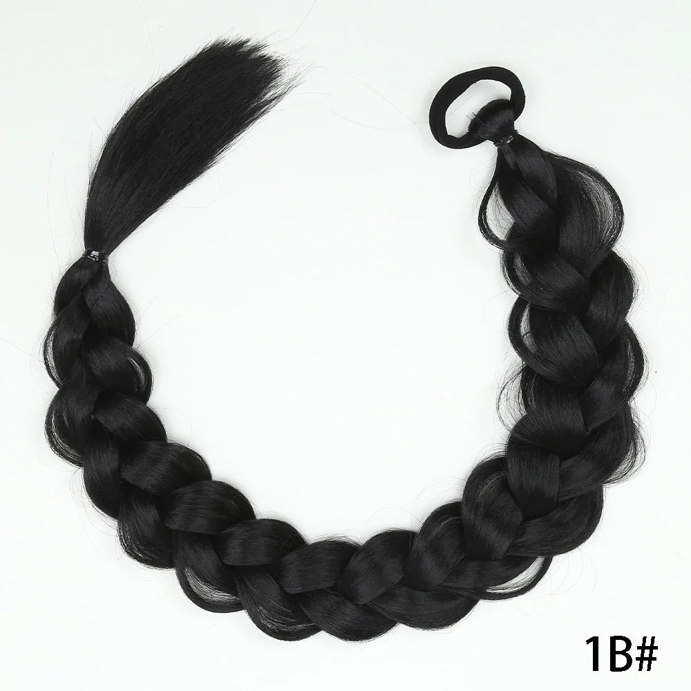 Syntetisk Long Twist Braid Hästsvansförlängningar med gummiband 24 tum - 24 Timmar Deals