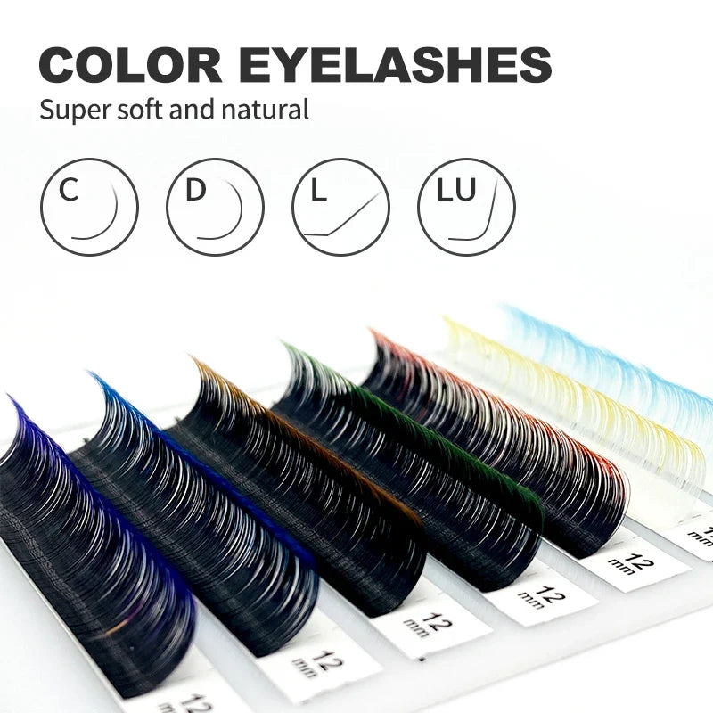 Ombre Color Eyelash Extension Individual Mink Colored Lashes False Gradient Eyelashes Professional Salon Makeup tools - 24 Timmar Deals