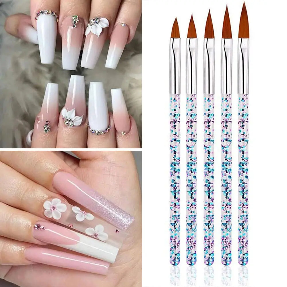 5 st. kristallhandtag akryl/UV-gel nagelborstar - 24 Timmar Deals