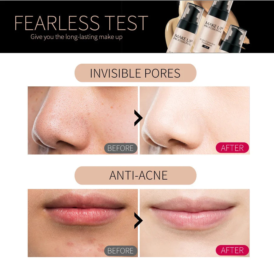 Professional Face Liquid Foundation Cream Full Coverage Concealer Moisturizing Oil Control Foundation Base Brighten Face Makeup - 24 Timmar Deals