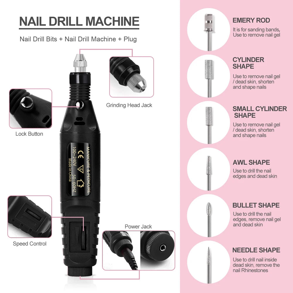 1 Set Professional Electric Nail Drill Machine - 24 Timmar Deals
