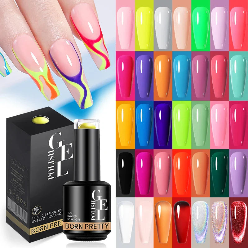 15ml Soak Off UV LED Gel Nail Polish Hybrid Varnish Nail Art Manicure 114 Colors Semi-Permanent Base Top Coat - 24 Timmar Deals