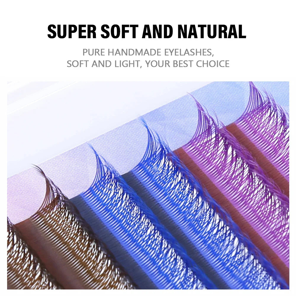Professional Faux Individual Masscaku 0.07mm Colorful Mink Individual Eyelash Extensions Blue Purple YY Shape Long Lasting Lash - 24 Timmar Deals