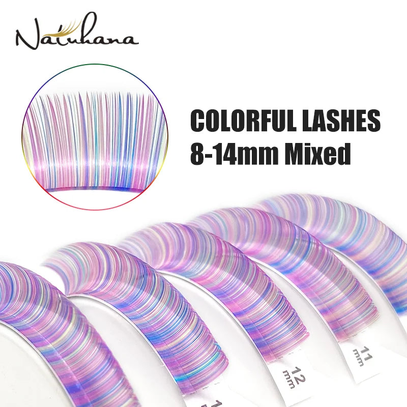 Mix Color Lashes Soft Natural Synthetic Mink Rainbow Colored Eyelash C/D Curl Eyelashes Extensions Eye Makeup - 24 Timmar Deals