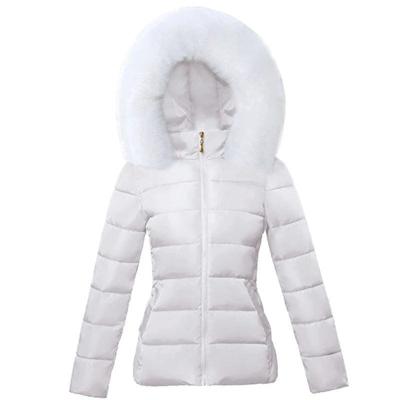 XL-6XL Dam Vinterkappa Fake Fur Krage Parka Kort Ytterkläder Varm dunjacka - 24 Timmar Deals