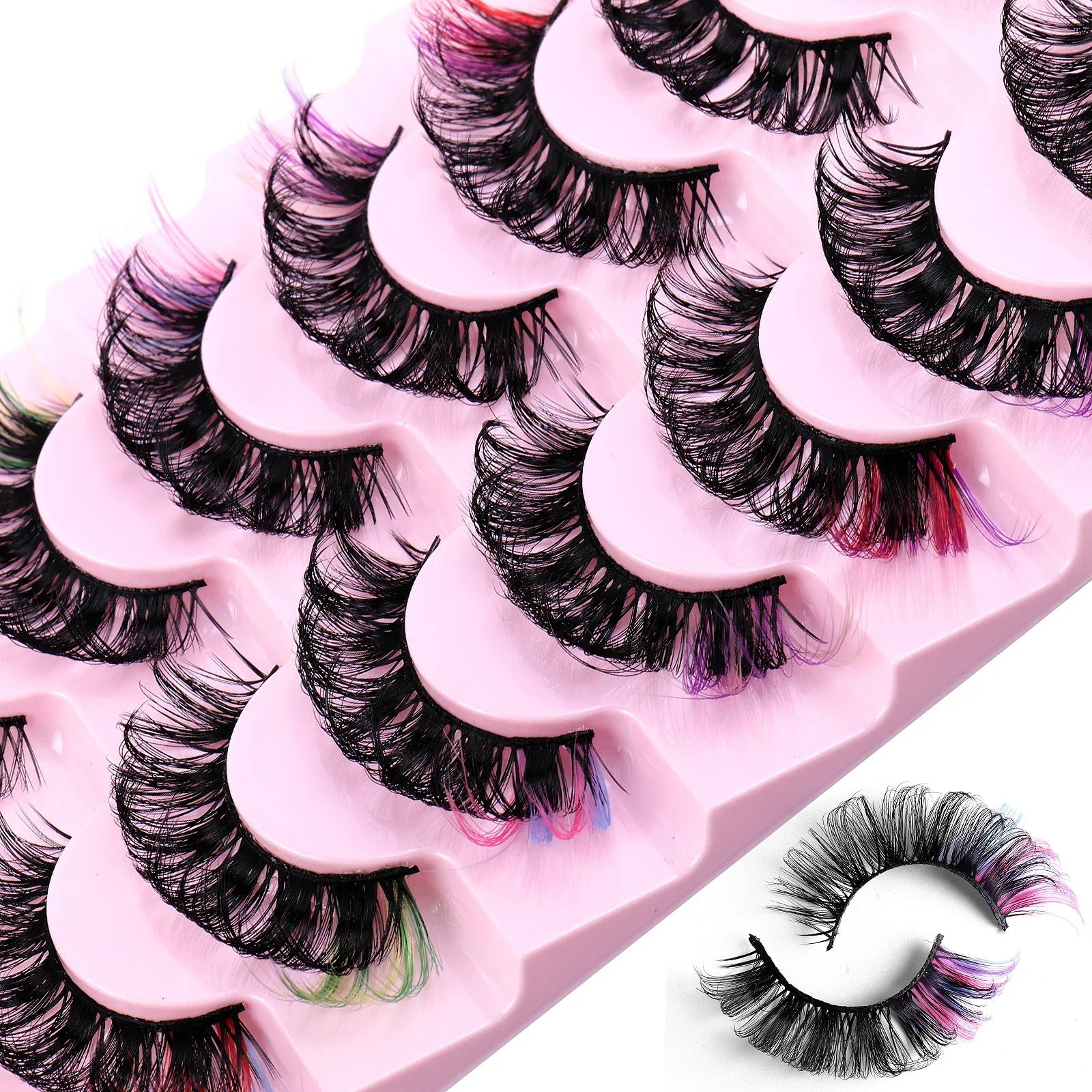 8 Pairs 3D Mink Colored False Eyelashes Dramatic Eyelash Extension Natural Fluffy Lashes - 24 Timmar Deals
