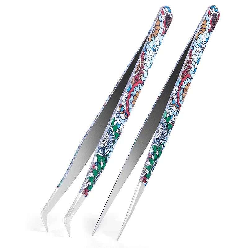 2st set Ögonfransförlängningspincett Individuell professionell Precision Volym Lash Pincett Rostfritt stål - 24 Timmar Deals