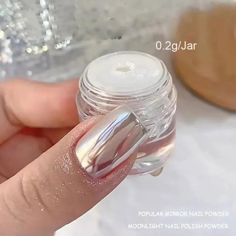 1 burk Plätering Aurora Chrome Nail Powder Högglans Moonlight Mirror Fint Glitter Pigment Aurora Pearl - 24 Timmar Deals
