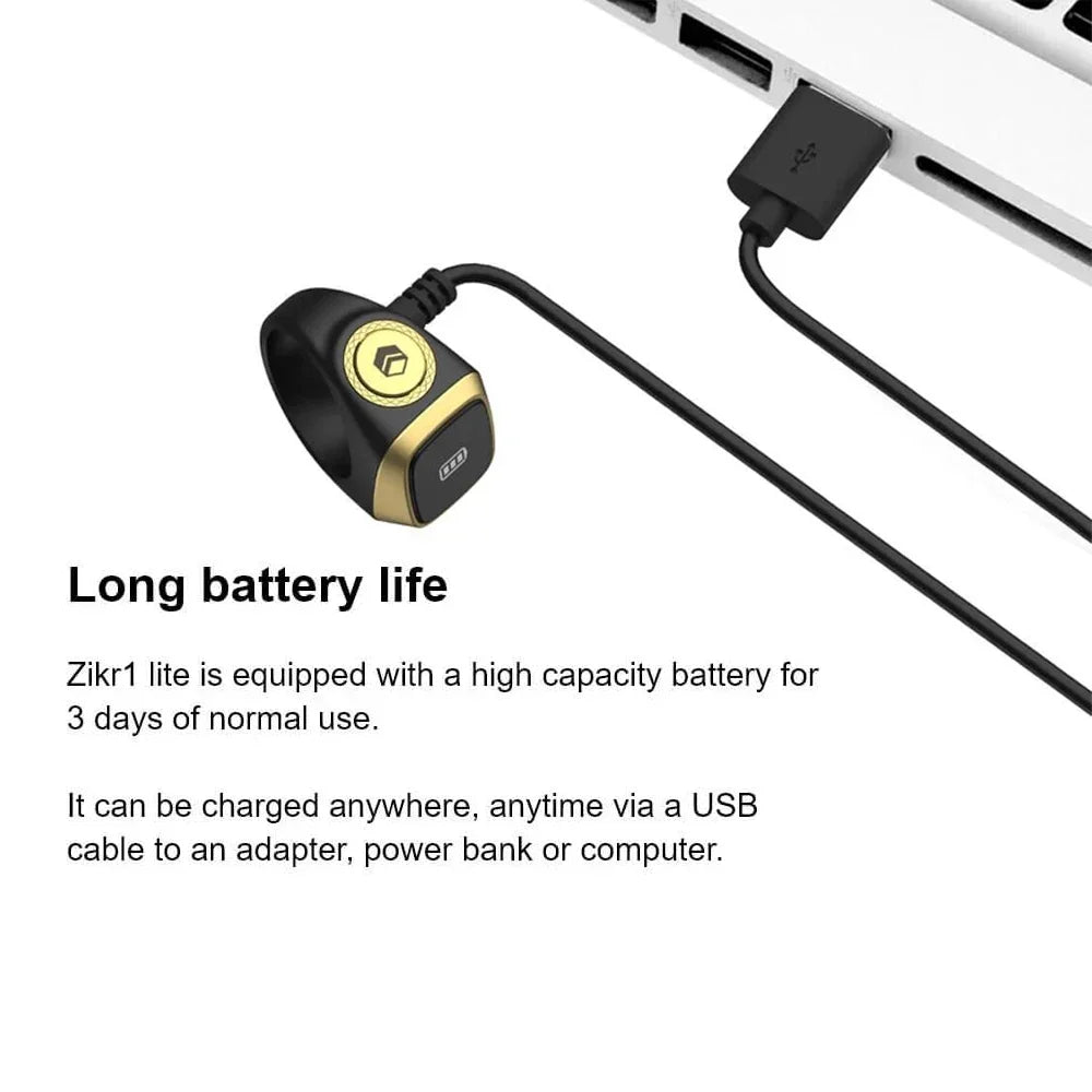 Smart Tasbih Tally Ring OLED Display Digital disk för muslimer Zikr Tasbeeh 5 Bönetidspåminnelse Vattentät ring - 24 Timmar Deals