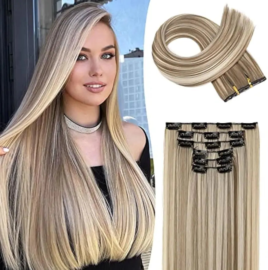 Clip in hair extensions 6st Rakt 24" - 24 Timmar Deals