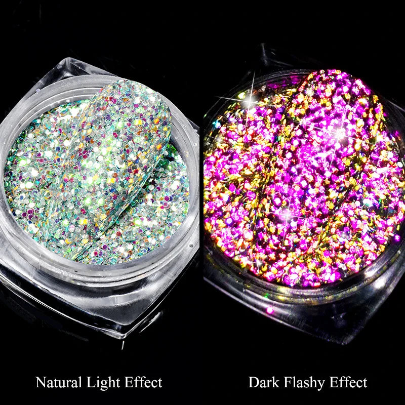 Holografisk Nail Glitter Pulver Laser Pigment Nail Art Dust Mirror Chrome - 24 Timmar Deals