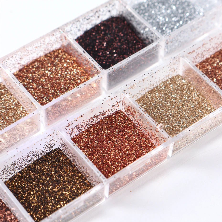 12 Grids iriserande Nail Art Glitter Rose Gold-färger - 24 Timmar Deals
