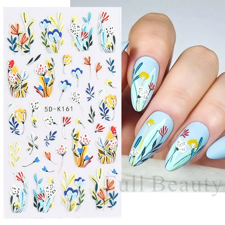 5D White Flower Embossed Nail Art Decals - 24 Timmar Deals