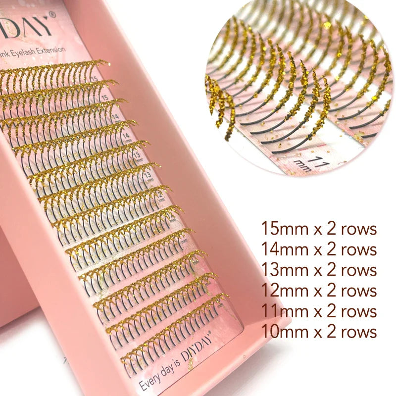 Mixed Glitter Colored Eyelashes Individual Premade Russian Volume Fans Glitter Lashes Extension Wholesale for Halloween - 24 Timmar Deals