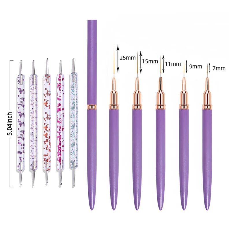 7/9/11/15/25MM Nail Liner Pensel Sett - 24 Timmar Deals