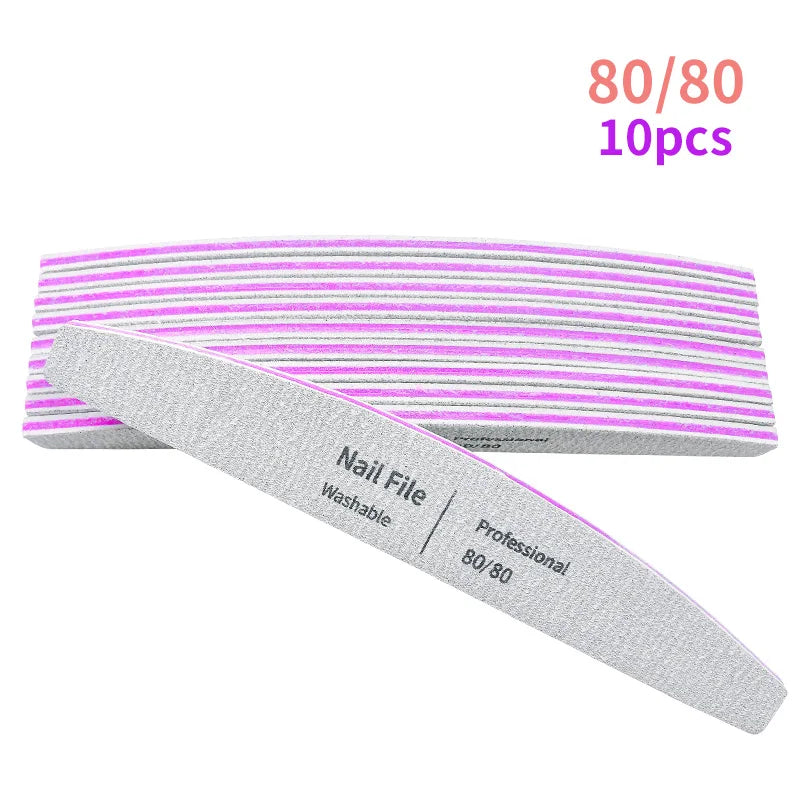 Nail File 100 to 180 Professional Tools Emery for Manicure Lime 240 Sandpaper Gel Polishing Files for Nails Buffers Set Polisher - 24 Timmar Deals
