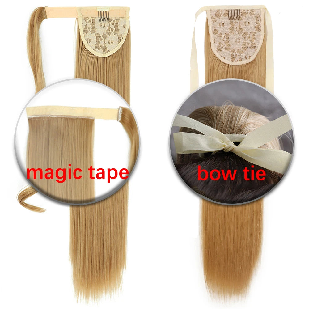 55cm Synthetic Lång Rak Wrap Around Ponytail Clip In Hair Extension - 24 Timmar Deals