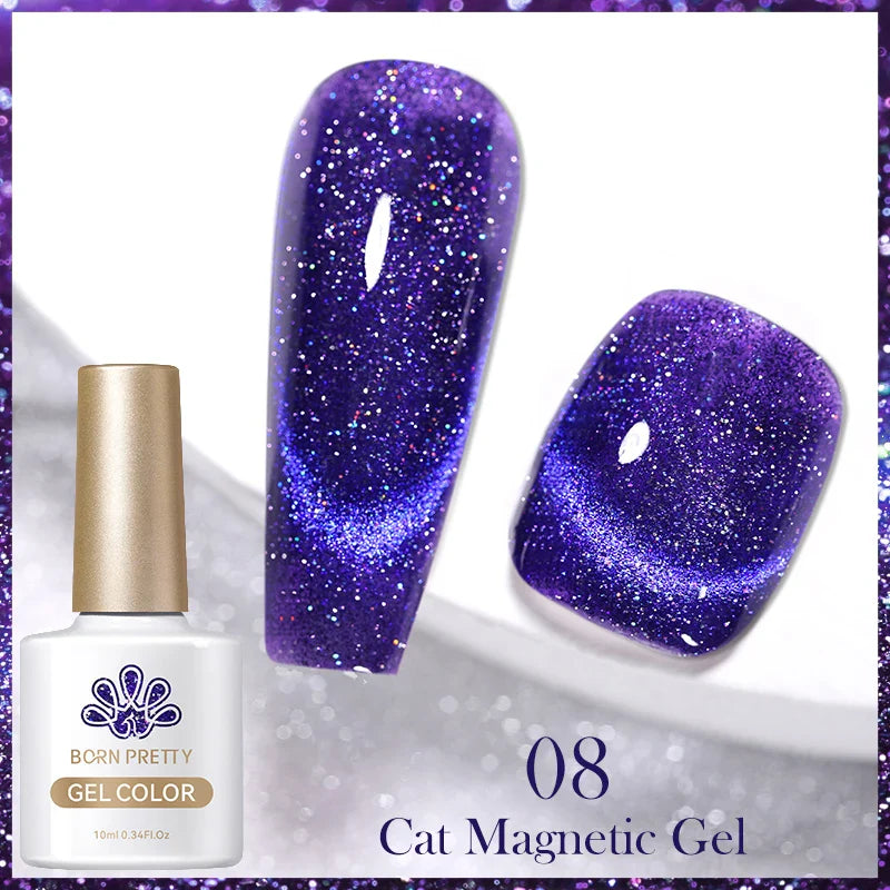 10ml Magic Cat Magnetic Gel Nail Polish Sparking Aurora Silver Effect Soak Off UV Gel Varnis Semi-Transparent - 24 Timmar Deals